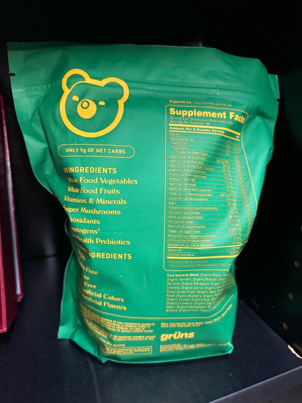 grüns Green Supplement Gummies Pouch -28 count - Picture 2 of 3